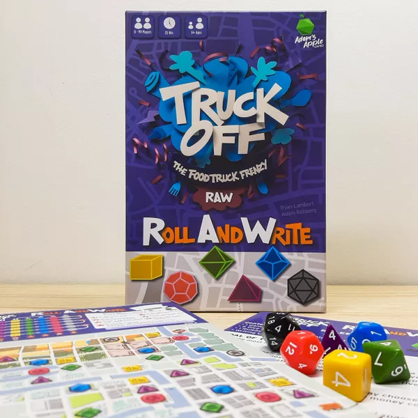 Truck Off: Food Truck Frenzy Roll & Write game components